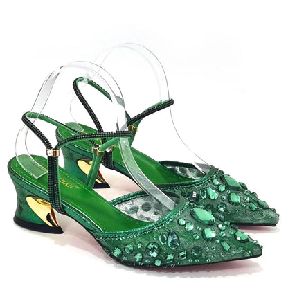 Newest INS Style Lace Elegant High Heels Pointed-Toe Nigeria Popular Design African Ladies Shoes And Bag Set