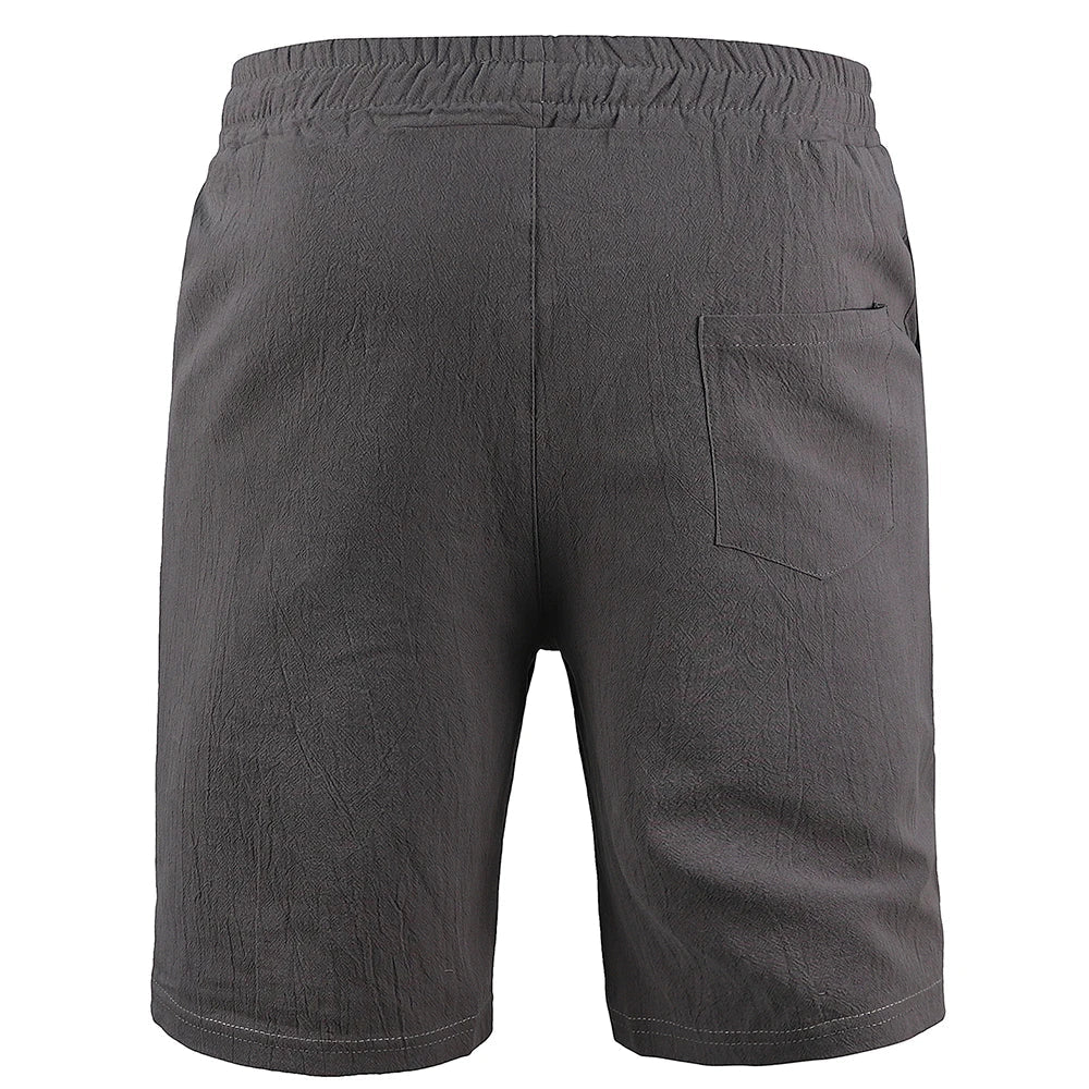New Men's Cotton Linen Shorts Pants Male Summer Breathable Solid Color Linen Trousers Fitness Streetwear S-3XL