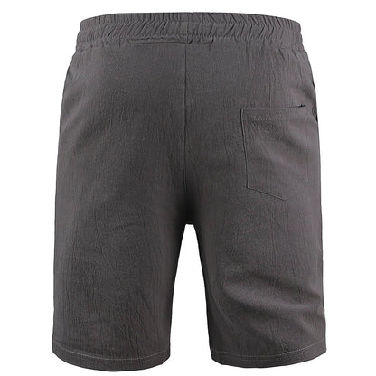 New Men's Cotton Linen Shorts Pants Male Summer Breathable Solid Color Linen Trousers Fitness Streetwear S-3XL