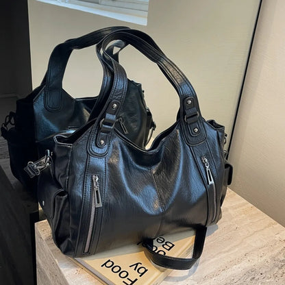 Daily Business Commuting Large Capacity Tote Hand Bags Soft Pu Leather Shoulder Bags for Women Zipper Women's Handbags Quality