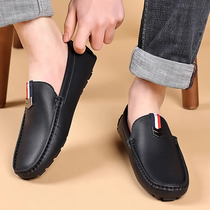 Men's Loafers High Quality Anti-slip Casual Shoes Men's Leather Loafer Outdoor Breathable Lightweight Soft Driving Shoes