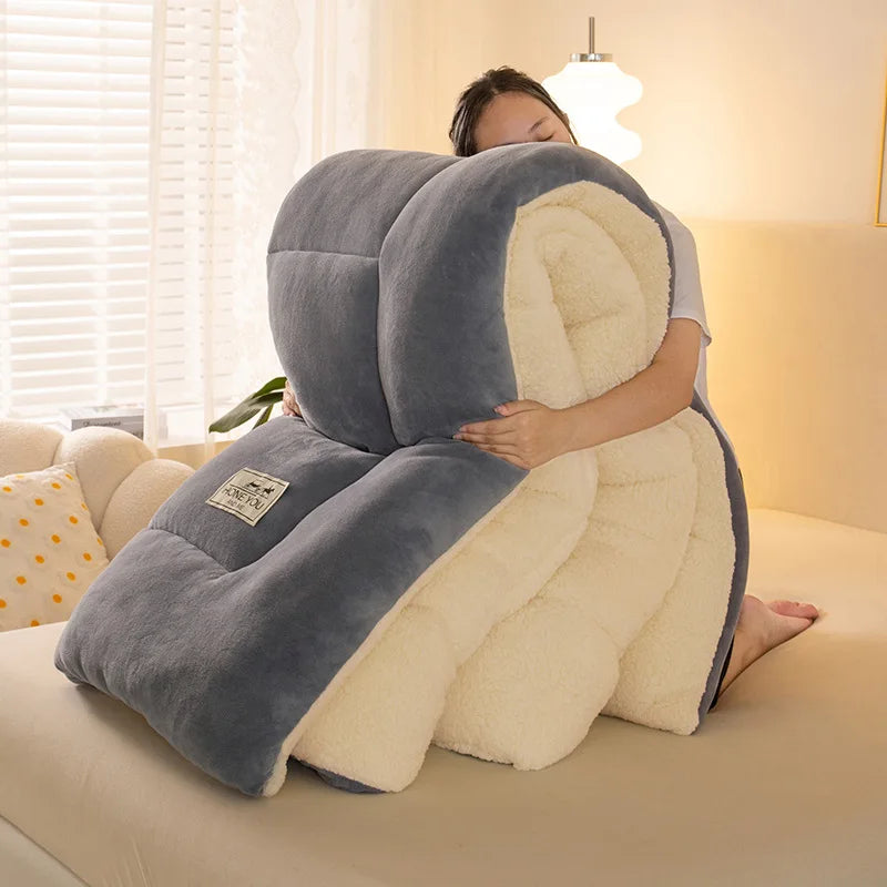 Winter Thick Coral Fleece Quilt Blanket Weighted Milk Velvet Snowflake Flannel Duvet Keep Warm Comforter for Student Dorm