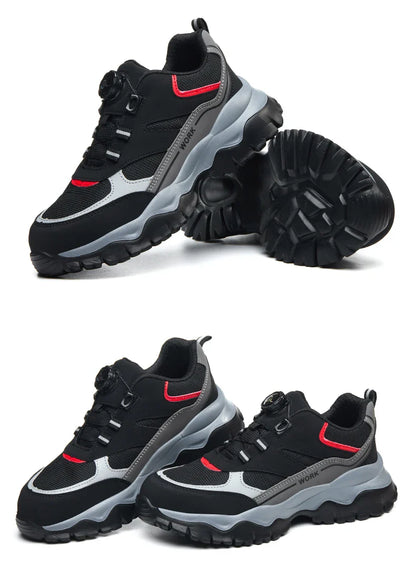 Light Breathable Sneaker Safety Shoes With Steel Toe Cap Anti-Piercing, Shock Absorbing Anti-Smash Design, Work Shoes for Men