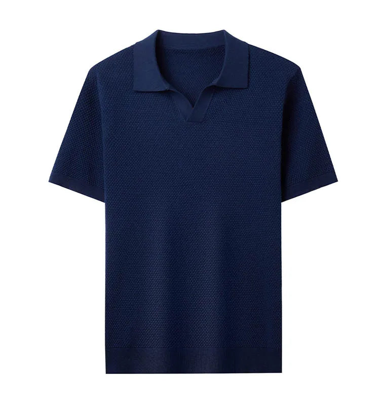 Men's Stretch 100% Cotton Polo Shirt - Pineapple Knit Seagull Collar, Breathable Short Sleeve Tee with Flexible M-4XL 6 Colors
