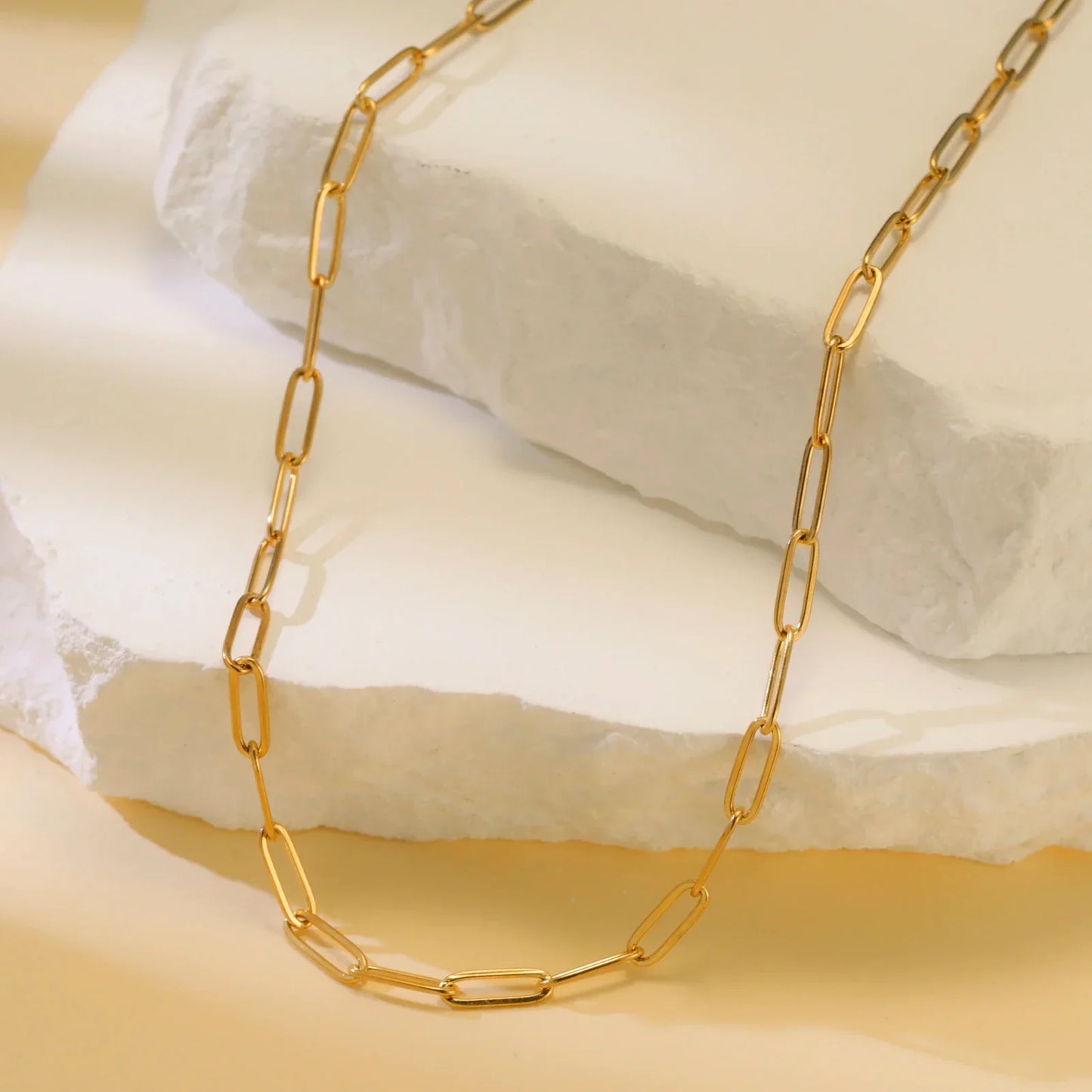 Stainless Steel Gold Color Chain Necklace Women Minimalist Cuban Paperclip Twisted Snake Chain Fashion Jewelry Wholesale