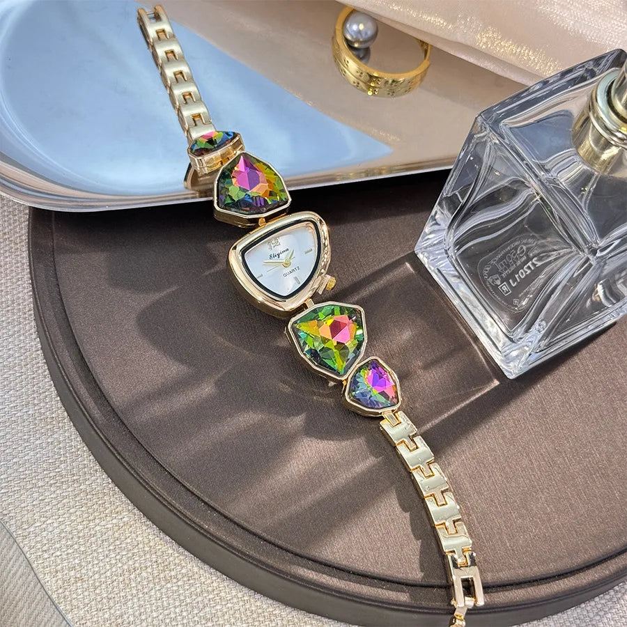 New color scheme irregular design big diamond watch light luxury niche watch color fashion high sense foreign trade wholesale