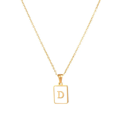 Minimalist Mother of Pearl Shell Stainless Steel Tarnish Free Initial Necklace Gold Plated Letter Necklace for Women