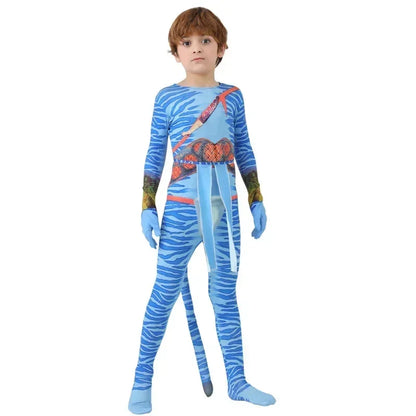 Avatar Costume for Kids Cosplay Alien Child Boy Girl Avatar The Way of Water Christmas Halloween Masquerade Party Dress Up