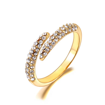 Luxury Shiny Cubic Zirconia Exquisite Stainless Steel Open Ring Adjustable Trendy Waterproof Jewelry anillos mujer R24003