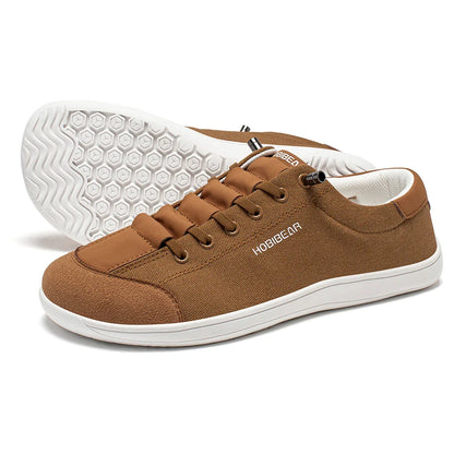 Wide Toe Barefoot Shoes for Unisex Minimalist Artificial Leather Sneakers Lightweight Adjustable Slip On Walking Shoes