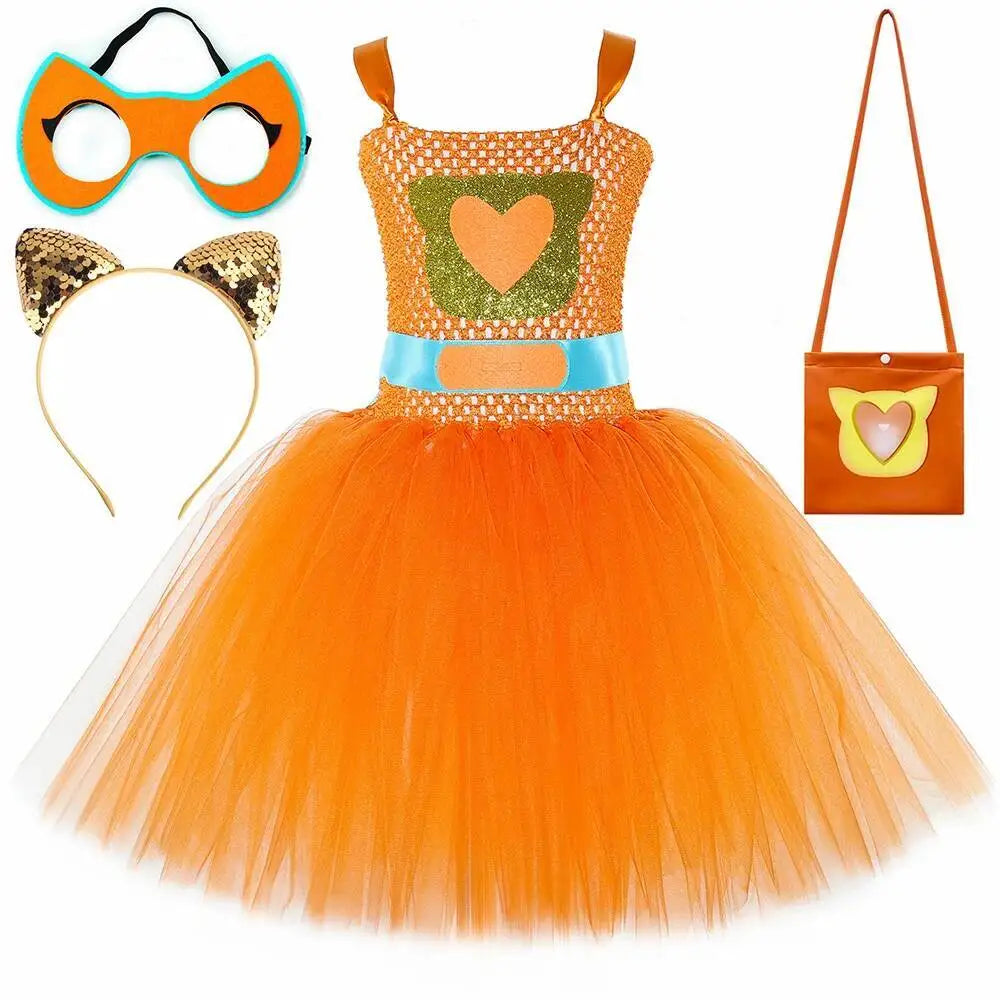 Super Kitty Costumes for Girls Super Cat Tutu Dress for Kids Christmas Halloween Outfits Children Animal Clothes with Eyes Patch