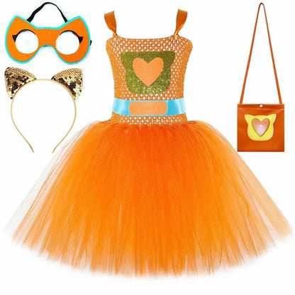 Super Kitty Costumes for Girls Super Cat Tutu Dress for Kids Christmas Halloween Outfits Children Animal Clothes with Eyes Patch