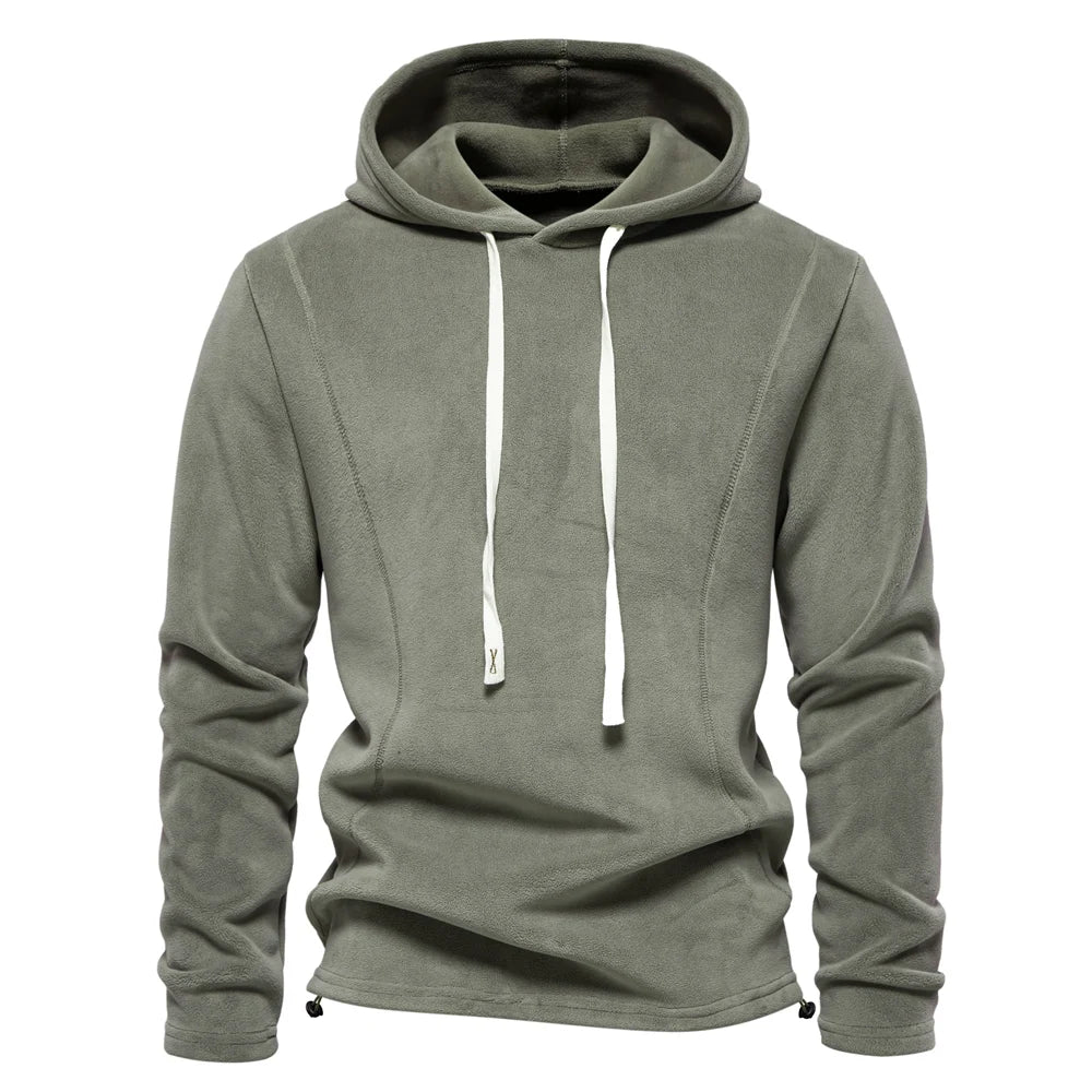 Mens Winter Solid Fleece Hoody High Quality Warm Casual Drawstring Hat Sweatshirt Soft Shell Hoodies for Men