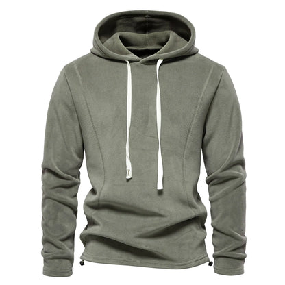 Mens Winter Solid Fleece Hoody High Quality Warm Casual Drawstring Hat Sweatshirt Soft Shell Hoodies for Men