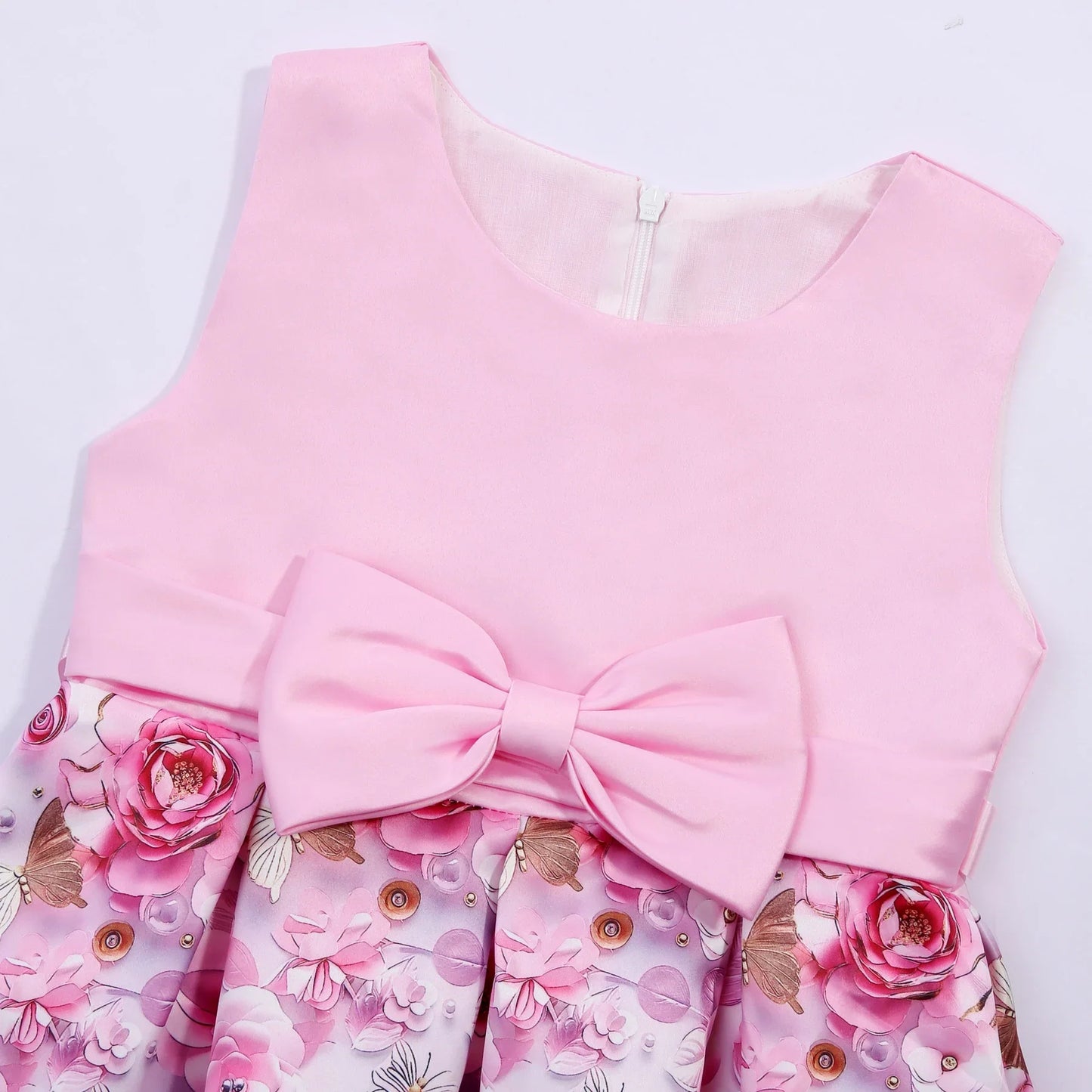 Europe and the United States hot new children's sleeveless bow print dress princess holiday party evening dresses