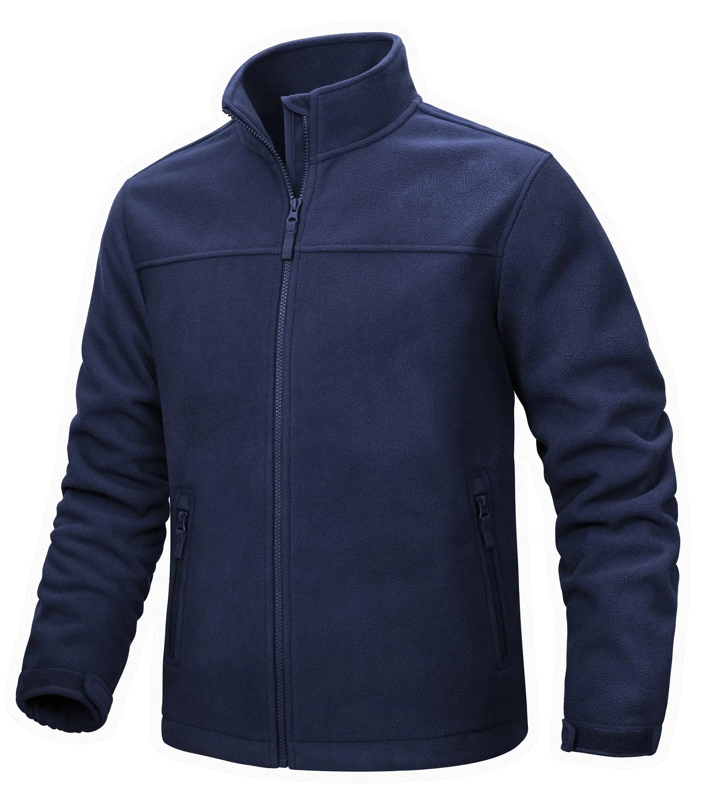Winter Fleece Jackets Mens Full Zip Stand Up Work Jacket Coats Zipper Pockets Hiking Jacket Outdoor Windbreaker