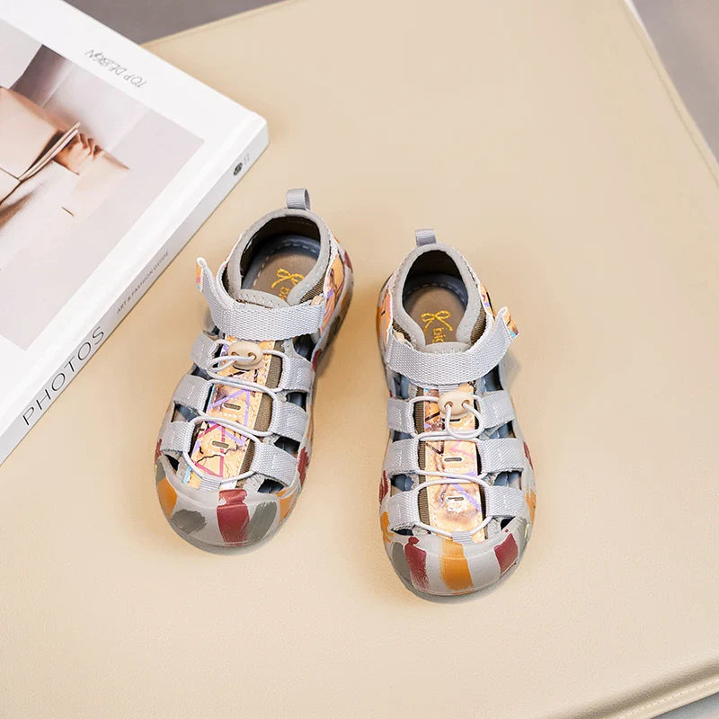 Boys Girls Casual Toes Capped Shoes Soft Sole Kids Sport Sandals Non-slip Children Summer Beach Shoes Classic Pull Rope 2025 New