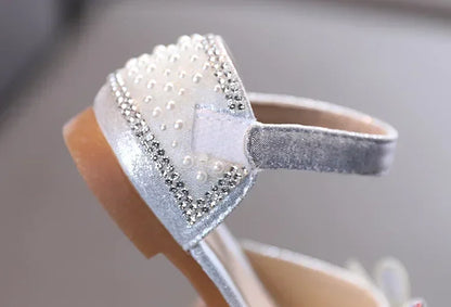 2025 Summer Girls Flat Princess Sandals Fashion Sequins Bow Rhinestone Baby Shoes Kids Shoes For Party Wedding Party Sandals