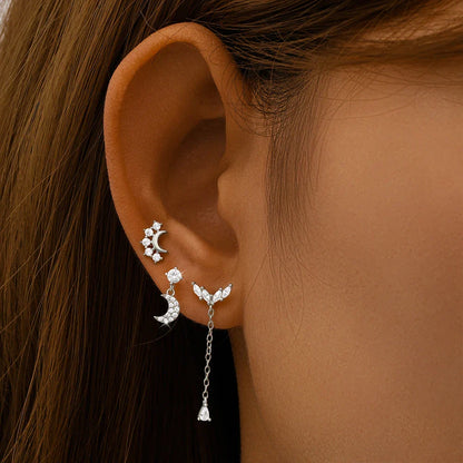Heart Round Ball Flat Helix Piercing Earring 925 Sterling Silver Ear Studs Geometric Zircon Exquisite Trinket Studs Aretes