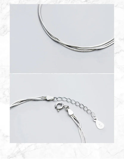 Simple Three Layer Snake Bone Chain for Women 925 Sterling Silver Fashion Link Chain Bracelet Fine Jewelry 2020 Design