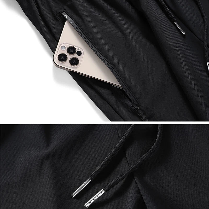 Ice Silk Long Pants For Men's Summer Quick Drying Loose Straight Leg Pants High Elasticity Sports Leggings Casual Pants
