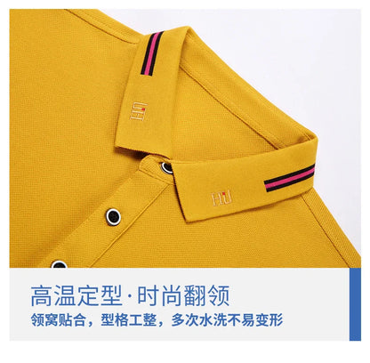 100% Cotton high-End Brand Men's Summer Exquisite Embroidery Short Sleeved Polo Shirt Trend Casual Lapel T-Shirt Men's Clothing