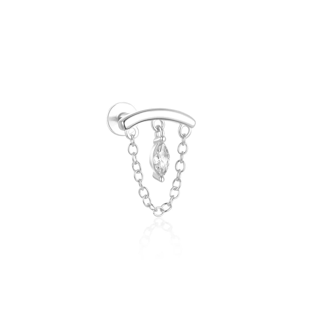 1PC 925 Sterling Silver Horse Eye Chain Tassel Zircon Drop Earrings For Women Ins Minimalism Geometric Earrings Gift