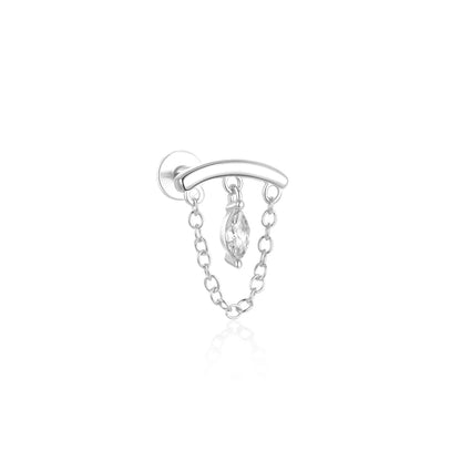 1PC 925 Sterling Silver Horse Eye Chain Tassel Zircon Drop Earrings For Women Ins Minimalism Geometric Earrings Gift