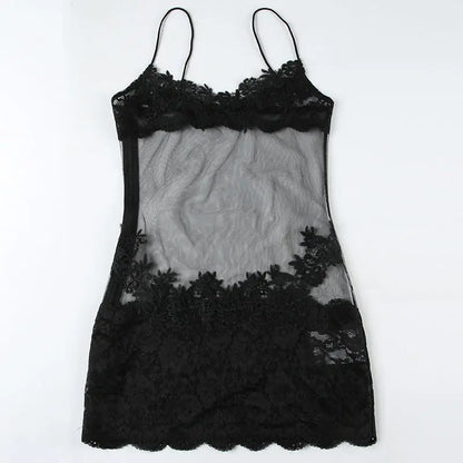Sheer Lace Camisole Dress with Ultra Spicy and Lightweight Mesh; Sexy Dress for A Minority of Hot Girls