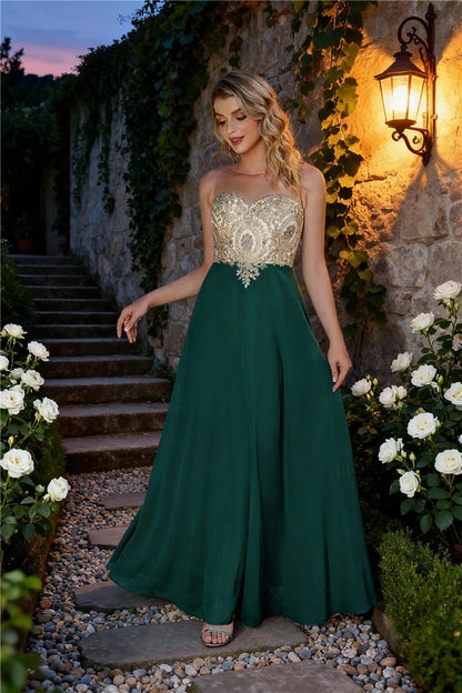 A-line Sweetheart Lace Christmas Party Dress Elegant Backless Long  Chiffon Beaded Evening Dresses Formal Prom Wedding Party Gow