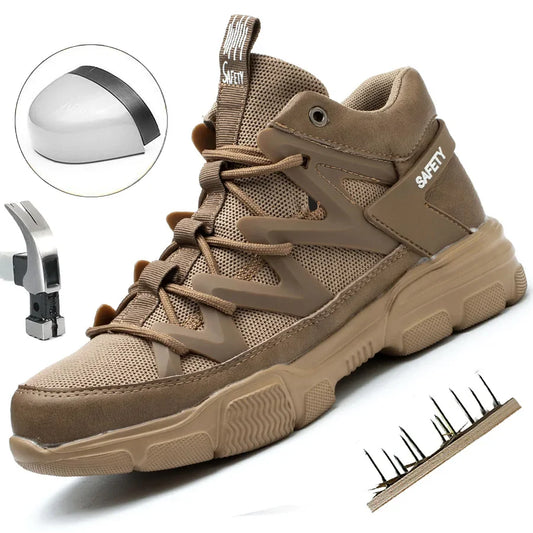 Work Safety Shoes Men's Safety Boots Anti-smash Work Shoes With  Plastic steel head Shoes Men Work Boots Anti-stab Safety Sneake