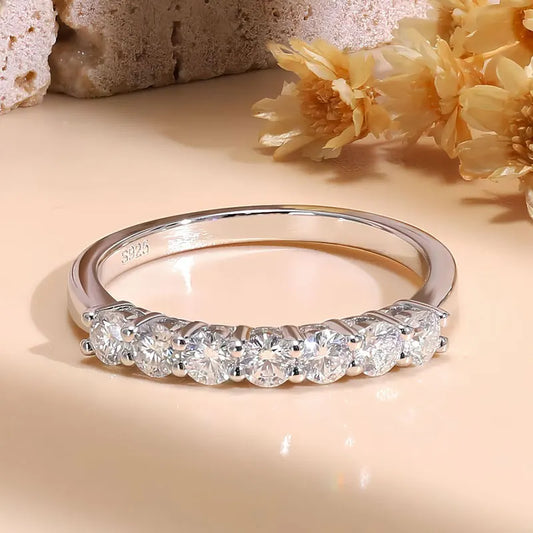 3mm D Color Moissanite Ring s925 Sterling Sliver Plated 18k White Gold Eternity Band Wedding Engagement Rings For Women