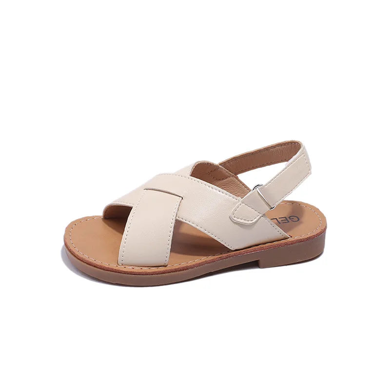 Size 21-35 Boys Girls Sandals 2026 Summer Children Beach Shoes Kids Fashion Cross-tied Anti-sliperry Soft Simple New Hot I10089