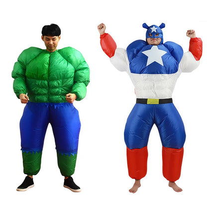 Inflatable Captain Hulk Super hero Cosplay Jumpsuit Costume Halloween for Man Party