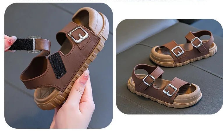 Summer Kids Sandals Casual Soft Sole Anti-Slip Sandals for Boys Girls Solid Color Durable Toddler Beach Sandals 2-12 Years