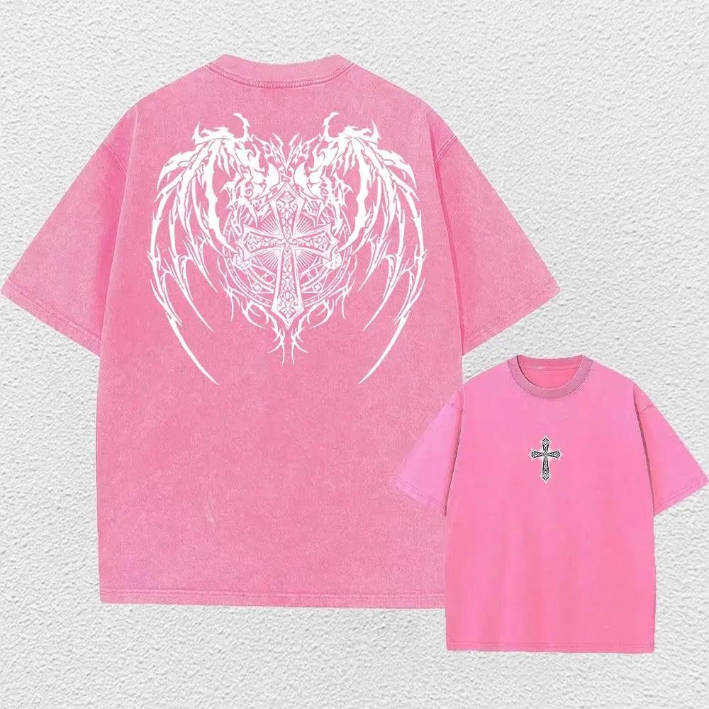 Vintage Washed T-shirt Man Women Short Sleeve Tee Streetwear 2026 Oversized Anime Print Casual Tops Harajuku Summer Y2k Clothes
