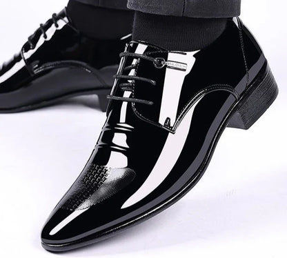 Patent Leather Black Lace Up Pointed Toe Men's Formal Shoes 2025 Style Low Price Office Luxury Designer 39 Suit Social Shoe Male