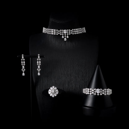 Choker Necklace Sets for Women Cubic Zirconia Bridal Jewellery Set Dubai Saudi Party Engagement Accessory