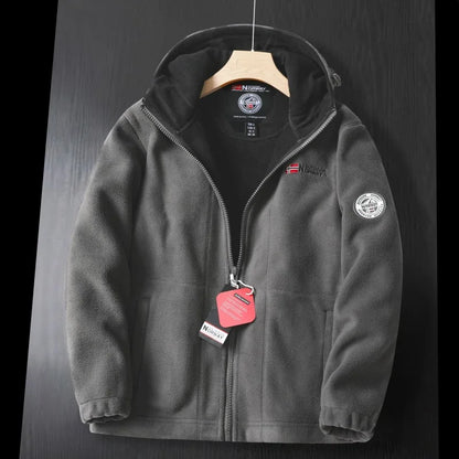 2024 Brand Winter Fleece Jacket Men's Casual Thickened Wool Jacket high quality Design Warm Fashion Hooded Coat Outdoor Ski Suit