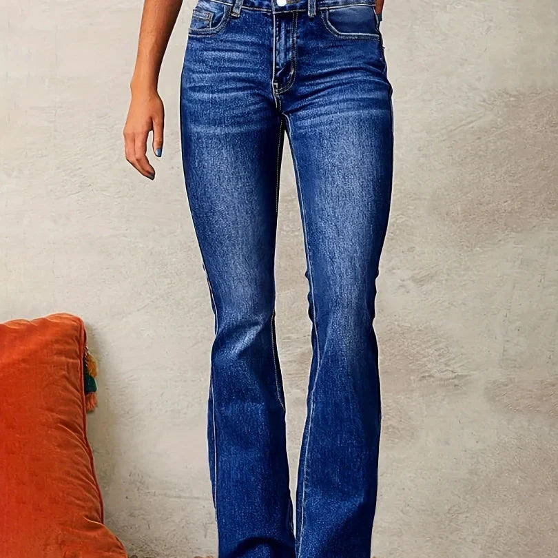 Retro Stretch Jeans Women's Spring Washed Street Micro-Large Trousers