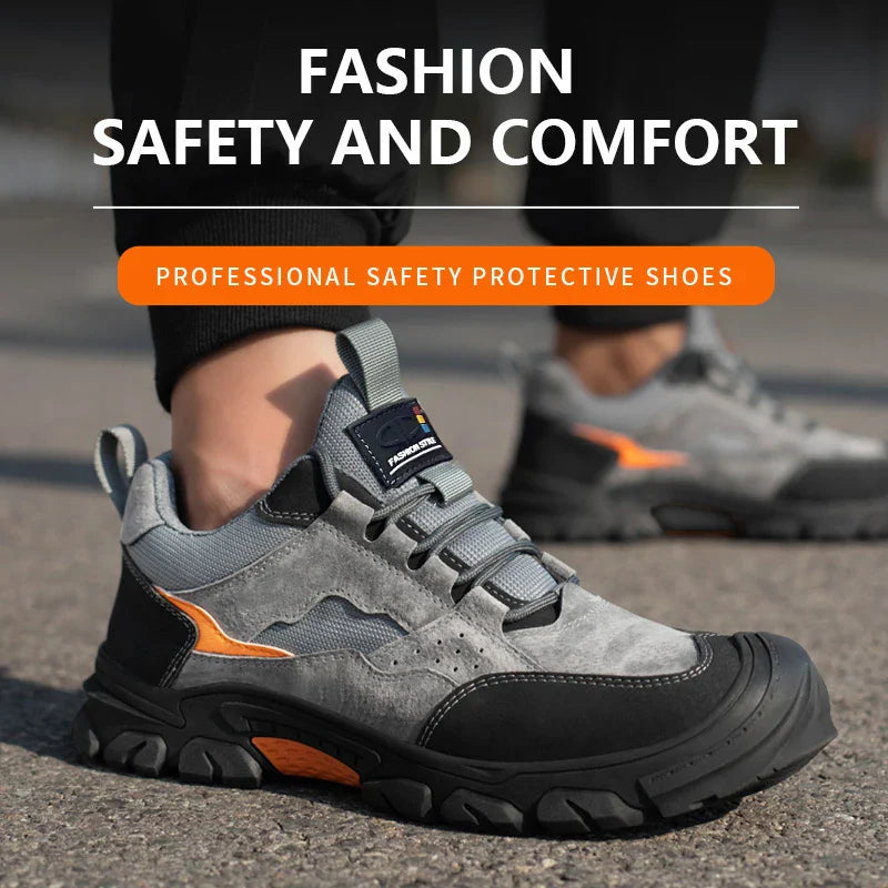 Men Safety Shoes Steel Toe Security Protection Work Boots Fashion Working Sneakers Anti-Smash Anti-puncture Indestructible Shoes