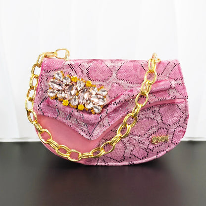 INS Purple Rhinestone-Embellished and Colorful Striped Design Party Wedding Peep Toe Bigger Size Ladies High Heels and Bag Set