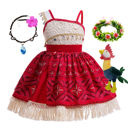 2024 Novo Filme Moana 2 Vestido Meninas Festa de Halloween Fantasia de Aventura Princesa para Menina Roupas Chiques Infantil Roupa Vaiana Muababy
