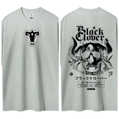 Black Clover T-shirt Men's Pure Cotton Casual  Round Neck T-shirt Short Sleeve Clothing Summer Sports Casual Short Sleeve Top