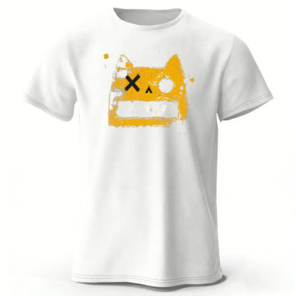 Creative Graffiti Style Cat High Quality Cotton Short Sleeve Daily Casual Men Loose Large Comfortable Breathable Sports T-shirt