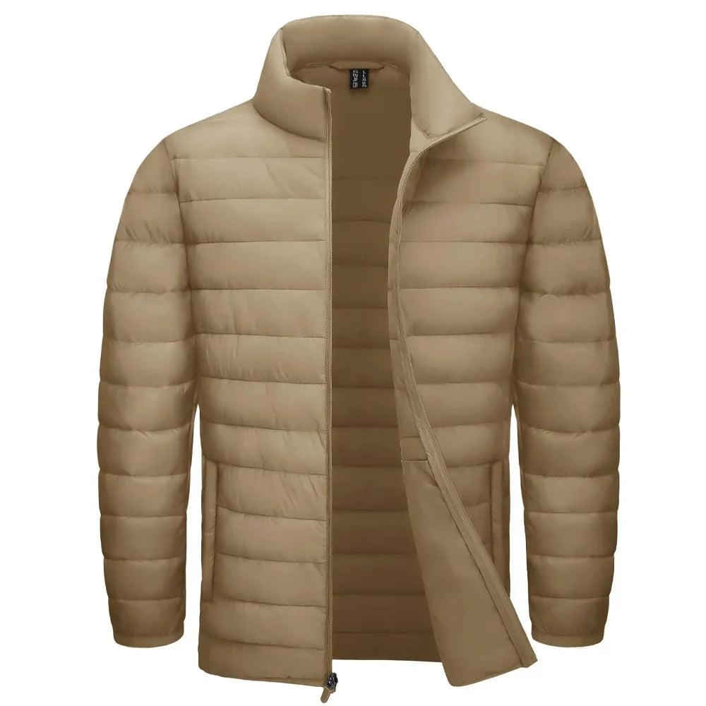 Stand Collar Lightweight Puffer Jackets Mens Quilted Jacket Water Resistant Ripstop Down Insulated Windbreaker Coats