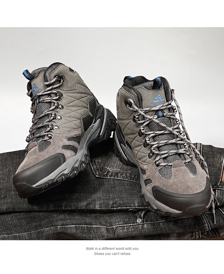 Winter Boot Men Outdoor Hiking Boots Suede High Top Leather Outdoor Trekking Sneakers Mens Mountain Tactical Boots