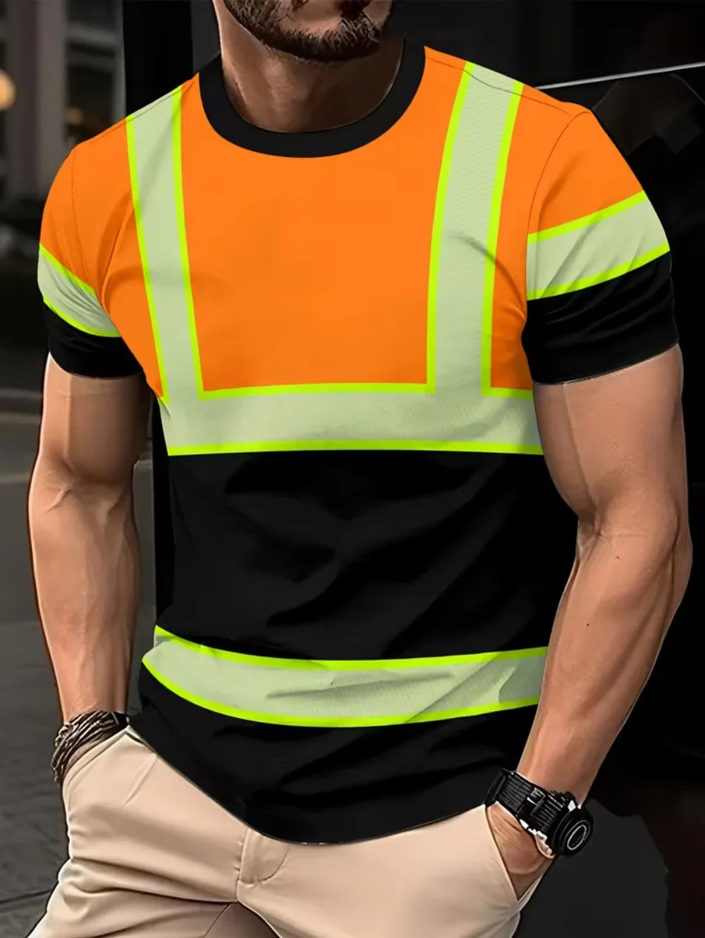 Men's 3D Printed New Secure Logo Color Blocking Design Short-Sleeved T-Shir Fashion Summer Daily Casual Work Wear Men's T-Shirts