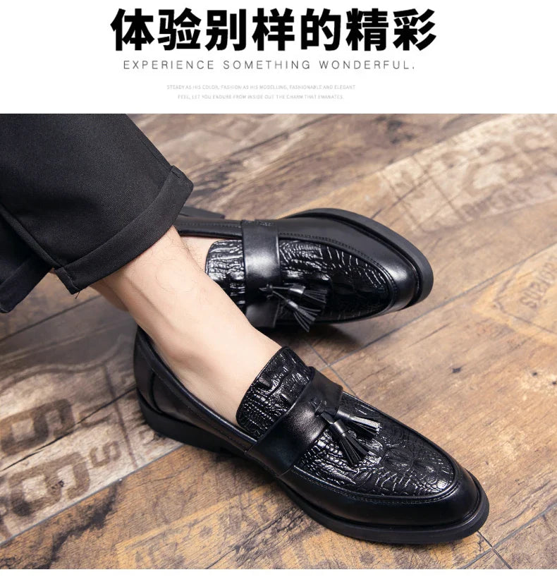 Men's Dress Shoes Formal Leather Loafers Male Tassel Social Casual Business Shoes For Men Wedding Office Party Leather Shoes
