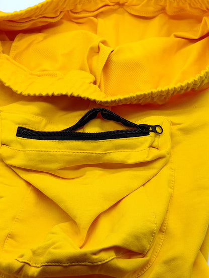 Mens Summer Cargo Shorts Cotton Workout Fitness Shorts Breathable Jogger Training Gyms Bodybuilding Multi Pocket Yellow Shorts